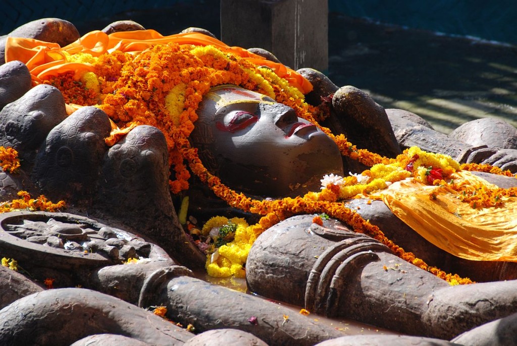 Kathmandu Valley 1 Budhanikantha 3 Sleeping Vishnu Head Close Up